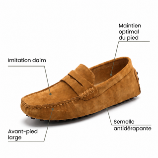Rivéa™ - Mocassins en daim à confort orthopédique pour homme