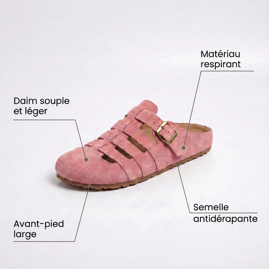 Véluria™ - Sandales en daim à confort orthopédique